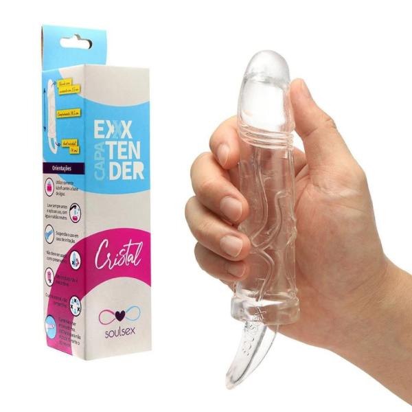 Capa Peniana Extensora, Anel de Escroto Cristal Transparente