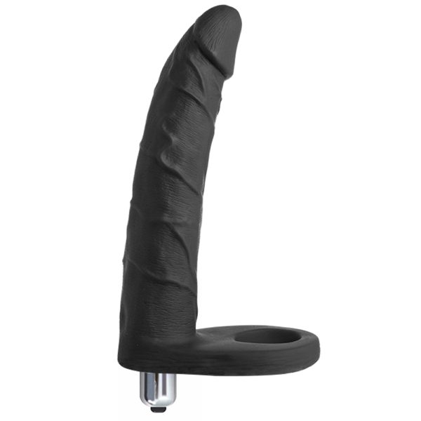 Anel Companheiro Amigão Preto Grande e Fino Com Vibrador - Image 3