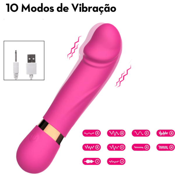 Cápsula Vibratória Multivelocidade Formato de Pênis Recarregável
