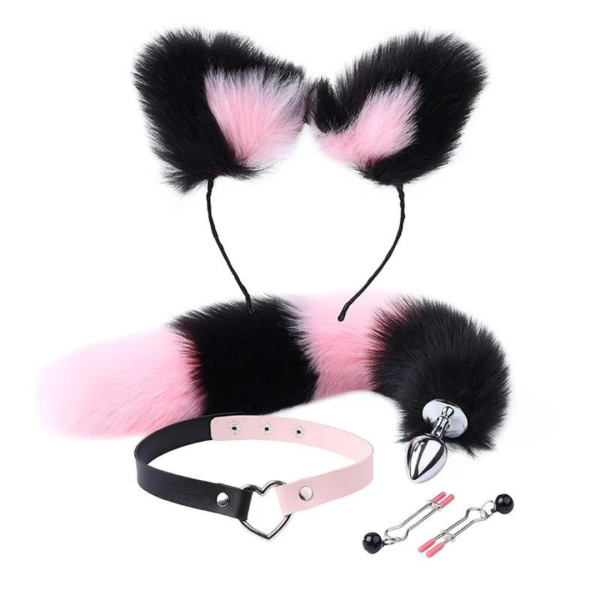 KIT Fox Sensual Completo na Cor Preta e Rosa - Raposa Sexy