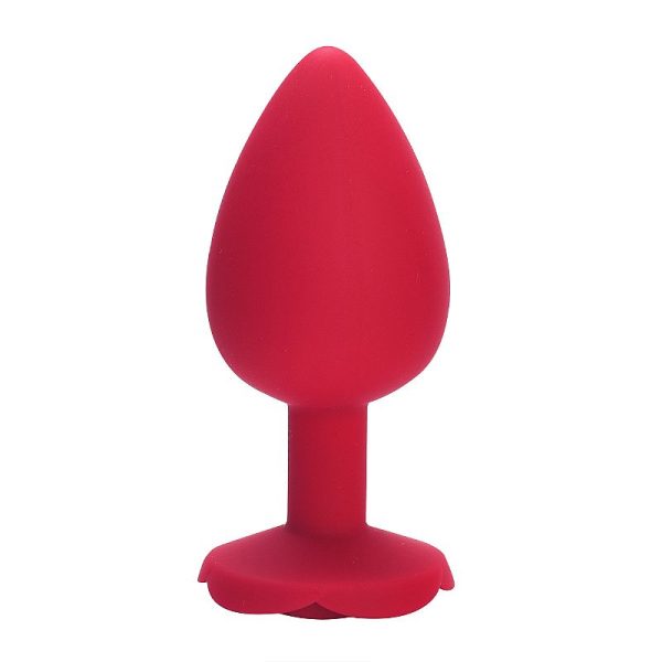 Plug Anal Grande em Silicone Vermelho Flexível Com Formato de Rosa - Image 6