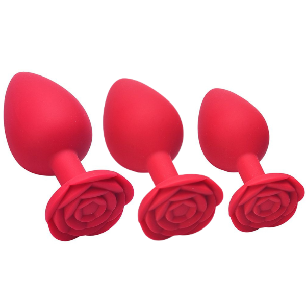 Kit de Plug Anal Formato de Rosa Com 03 Tamanhos P,M,G