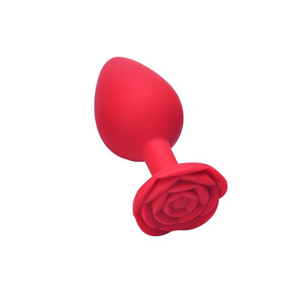 Plug Anal Vermelho em Silicone Com Formato de Rosa 8,5x3,5cm - Image 3