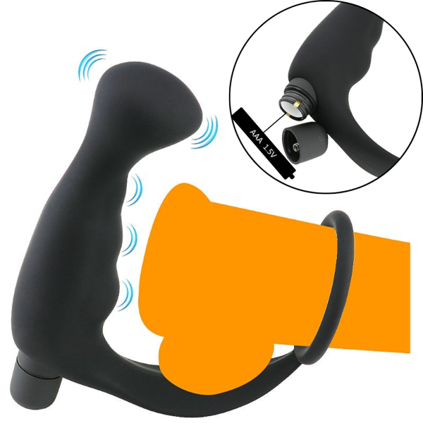 Vibrador de Próstata com vibrador e Anel Peniano em Silicone