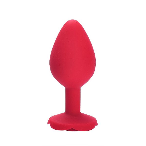 Plug Anal Vermelho em Silicone Com Formato de Rosa 8,5x3,5cm - Image 4