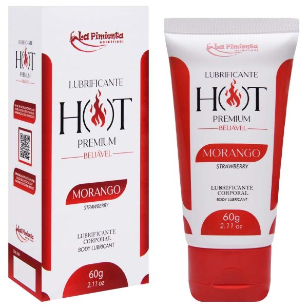 Lubrificante Hot Premium Beijável Sabor E Aroma MORANGO 60G - Image 2