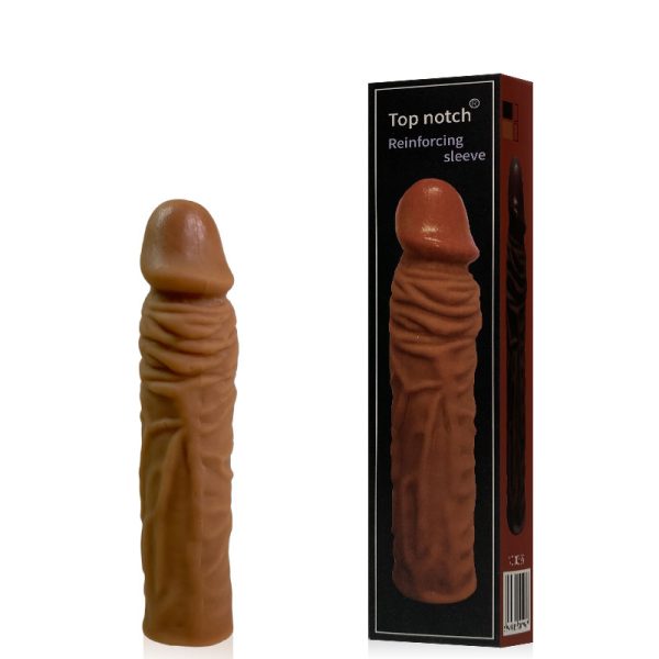 Capa Peniana Extensora de 5CM Veia, Glande Realística Marrom