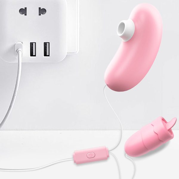 Vibrador Duplo Com Sugador E Bullet com Língua 12 Vibração - Image 3