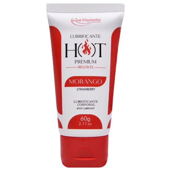 Lubrificante Hot Premium Beijável Sabor E Aroma MORANGO 60G