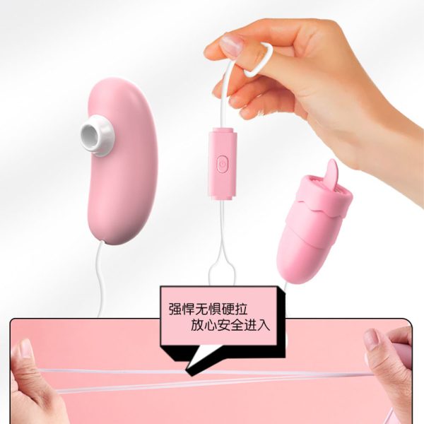 Vibrador Duplo Com Sugador E Bullet com Língua 12 Vibração - Image 2