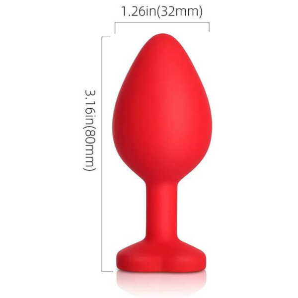 Plug Anal Médio em Silicone Aveludado Joia Formato Coração - Image 2