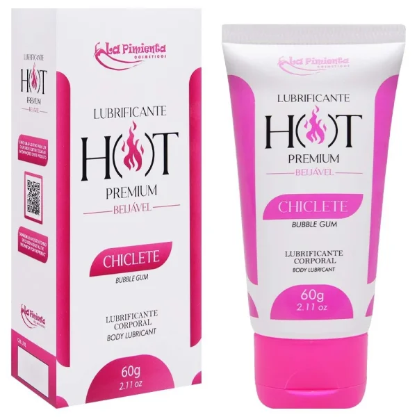 Lubrificante Hot Premium Beijável Sabor, Aroma CHICLETE 60G