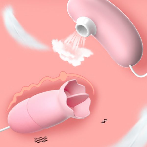 Vibrador Duplo Com Sugador E Bullet com Língua 12 Vibração - Image 6