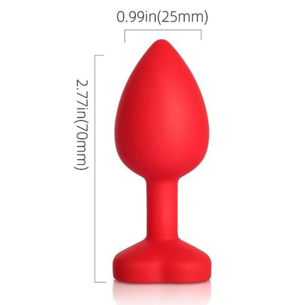 Plug Anal Silicone Aveludado Vermelho Joia Formato Coração - Image 2