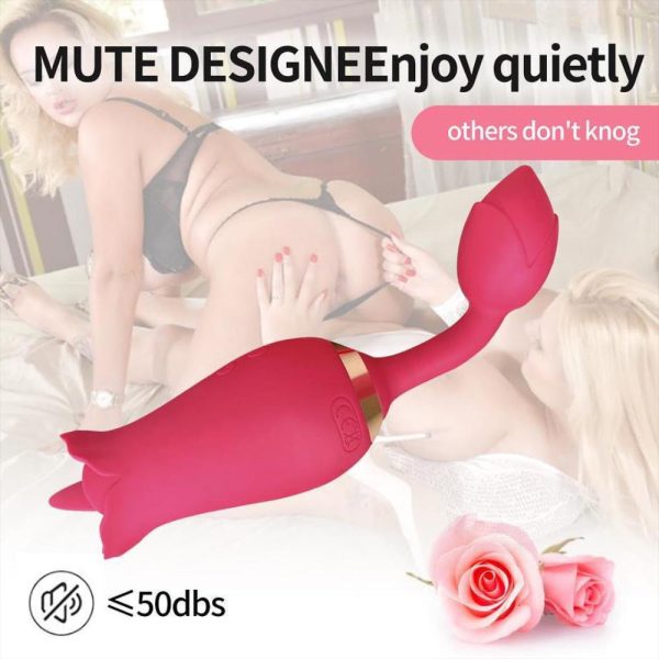Vibrador Duplo com Lingua Massageadora + Plug Anal Aveludado - Image 4