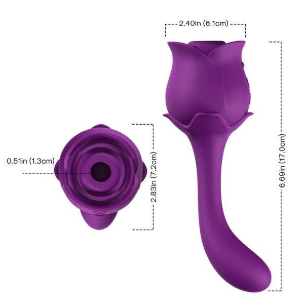 Vibrador Formato Rosa Ponto G Com Pulsação para Clitóris USB - Image 5