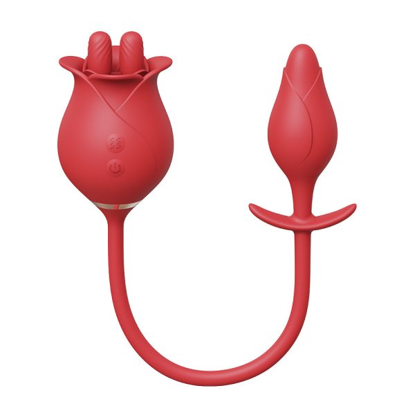 Vibrador Ponta Dupla com Massageador de Clitóris e Plug Anal