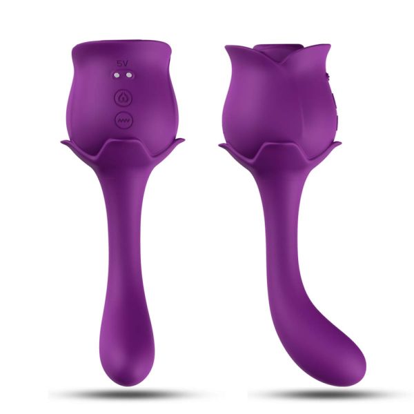 Vibrador Formato Rosa Ponto G Com Pulsação para Clitóris USB - Image 3