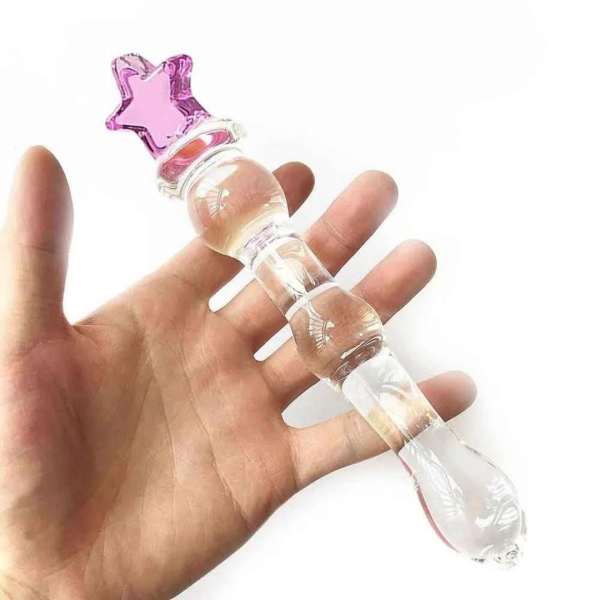 Plug Anal Em Vidro Com Detalhe De Estrela Em Sua Ponta 21Cm - Image 3