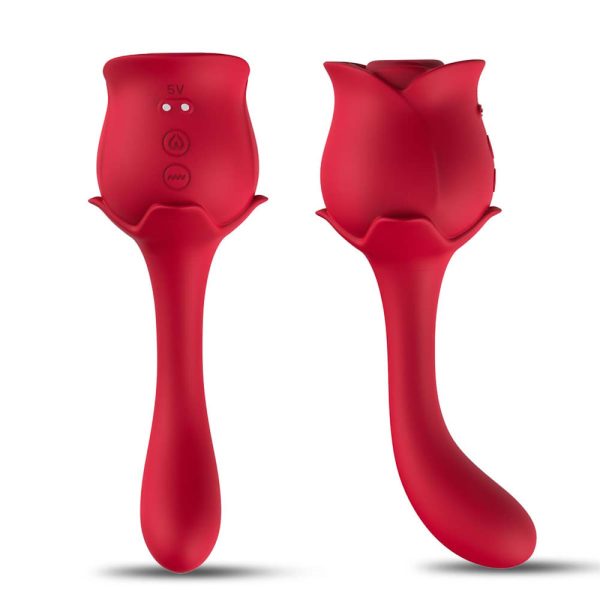 Vibrador Formato Rosa Ponto G Com Pulsação para Clitóris USB - Image 7