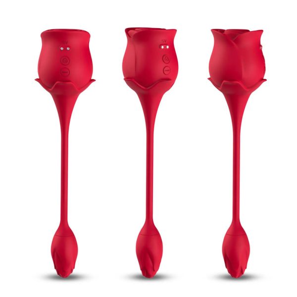 Vibrador Duplo Formato Rosa Sugador Estimulador de Clitóris - Image 4