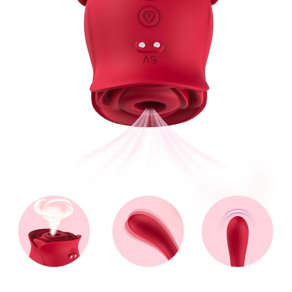 Vibrador Formato Rosa Ponto G Com Pulsação para Clitóris USB - Image 2