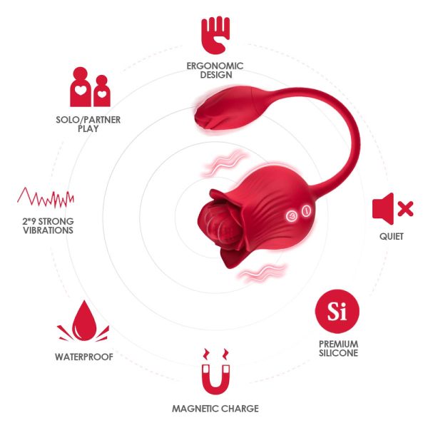 Vibrador Duplo Flexível em Formato de Rosa - USK - Image 3