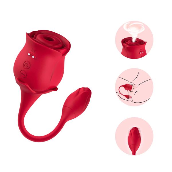 Vibrador Duplo Formato Rosa Sugador Estimulador de Clitóris - Image 5