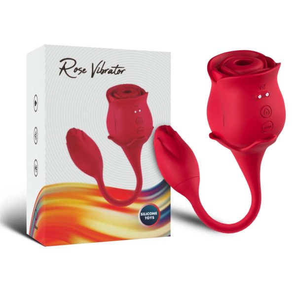 Vibrador Duplo Formato Rosa Sugador Estimulador de Clitóris