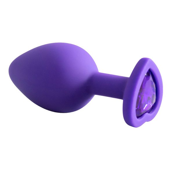 Plug em Silicone com Joia Formato de Coração - Roxo - P - Image 7