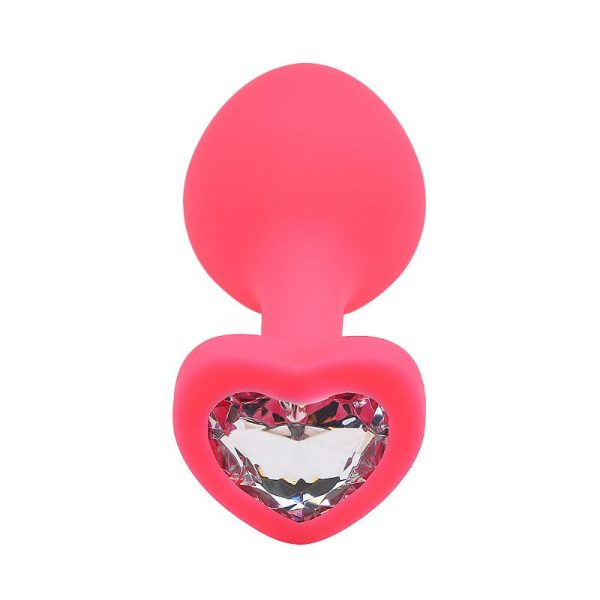 Plug Anal Joia de Coração em Silicone Rosa 8x3,5CM Tamanho M - Image 2