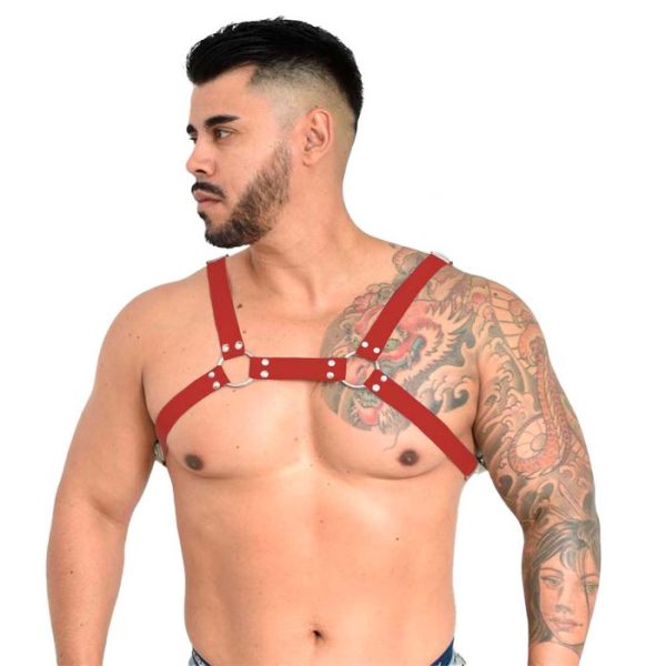 Arreio Masculino Harness Sensual Cor Vermelho Isaac Êxtase