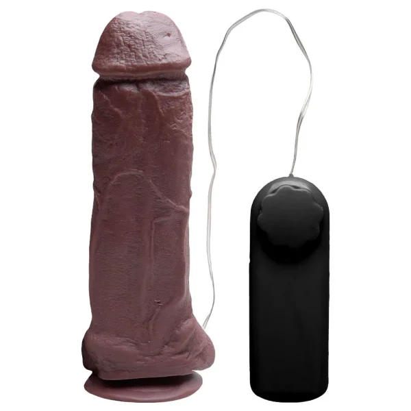 Pênis Borracha Vibro Externo 23,3X5,6Cm Marrom Prazer E Cia - Image 6