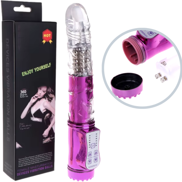 Vibrador com Veias Rotativo Vai e Vem Multivelocidades Pilha