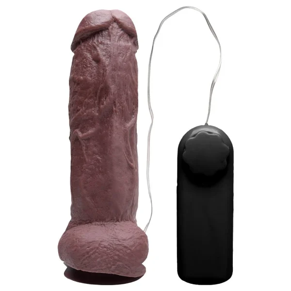 Pênis Borracha Vibro Externo 23,3X5,6Cm Marrom Prazer E Cia - Image 2