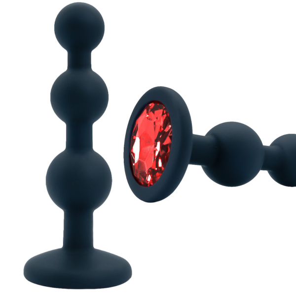 Plug Anal Escalonado em Silicone Com Pedra Joia Toque Macio