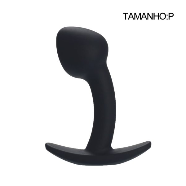 Plug Anal Curvado Feito Silicone Macio Aveludado - Tamanho P - Image 4
