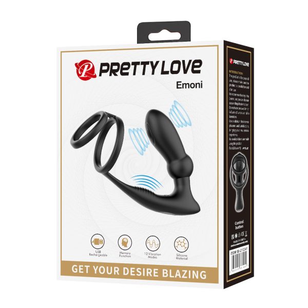 Anel Peniano com Plug Anal Com Vibrador e Pulsação Emoni USB - Image 4