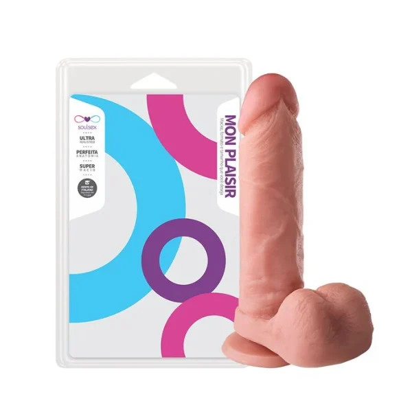 Prótese Maciça Realística Com Ventosa 19 X 4,5Cm Soulsex