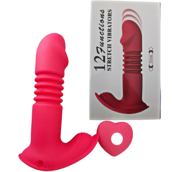Vibrador Vai e Vem Com Estimulador De Clitóris Com Controle