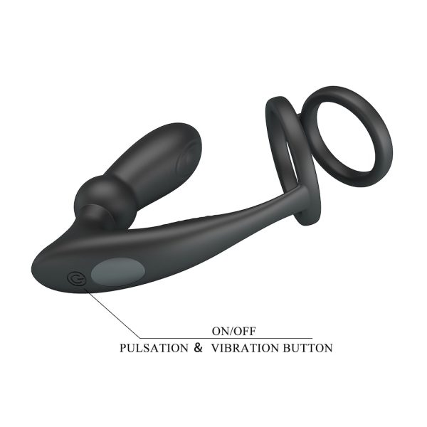 Anel Peniano com Plug Anal Com Vibrador e Pulsação Emoni USB - Image 9