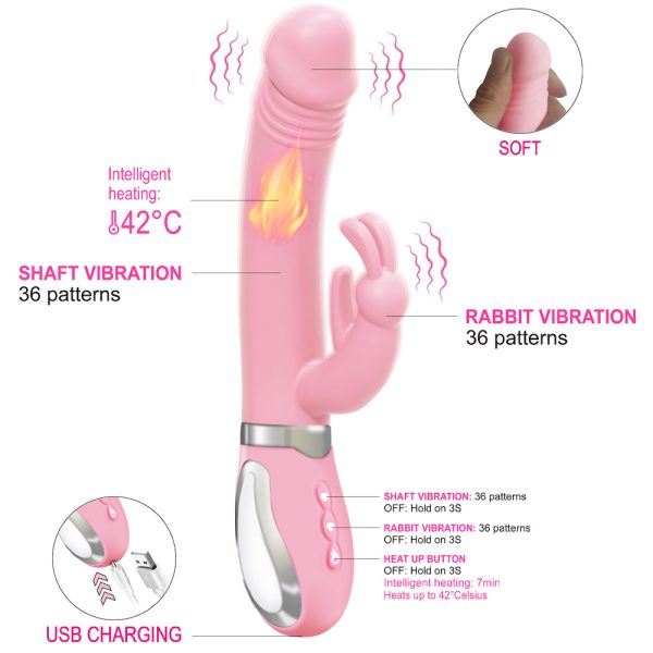 Vibrador Rabbit Estimulador de Ponto G, Clitóris Aquecimento - Image 11