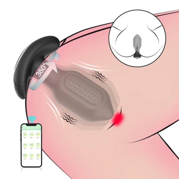 Plug anal vibratório - Aplicativo silicone com rotação 360° - Image 3