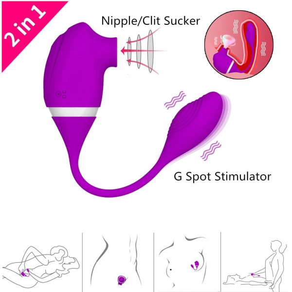 Vibrador Ponta Dupla Bullet e Sugador Estimulador Clitoriano - Image 2