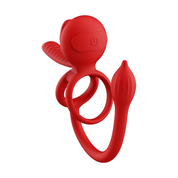 Anel Peniano Duplo Vermelho Controle Aplicativo Plug Anal - Image 10