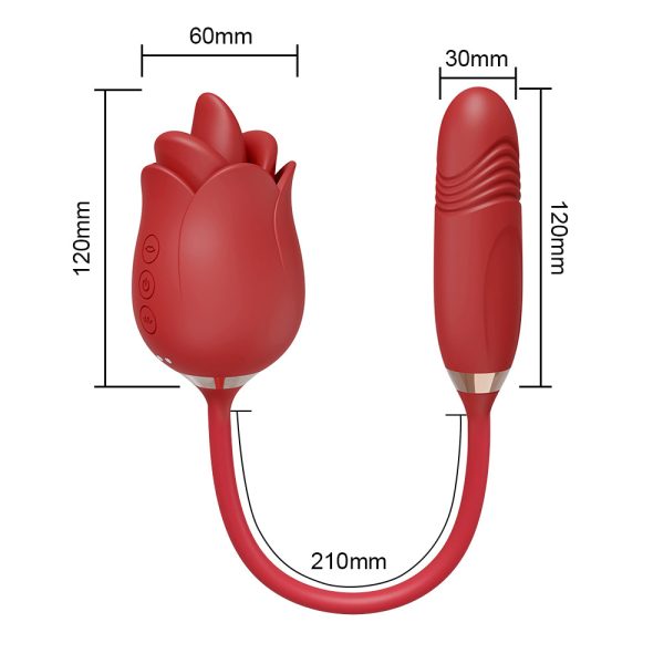 Vibrador Formato Rosa Com Vai e Vem e Boca Estimuladora USB - Image 6
