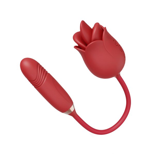 Vibrador Formato Rosa Com Vai e Vem e Boca Estimuladora USB - Image 5