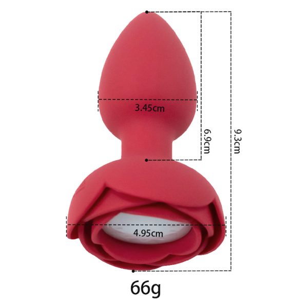 Plug Anal Flor Vermelho com LED 10 Velocidades Controle USB - Image 2