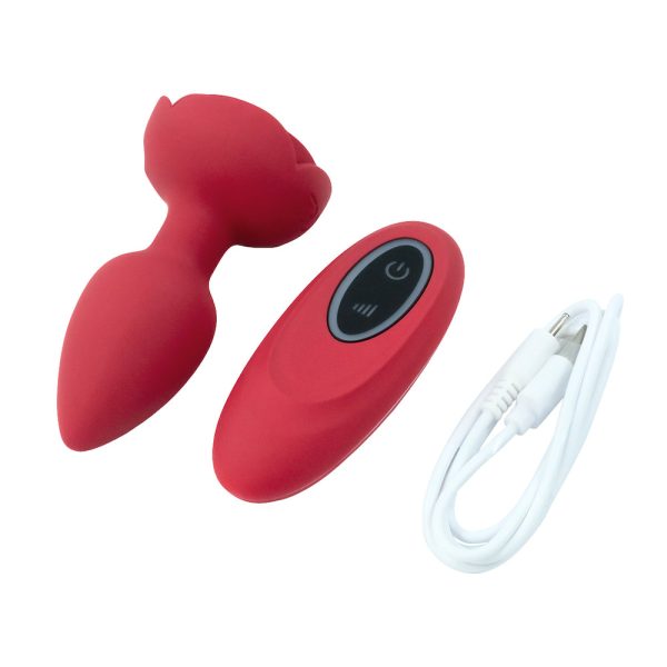 Plug Anal Flor Vermelho com LED 10 Velocidades Controle USB - Image 9