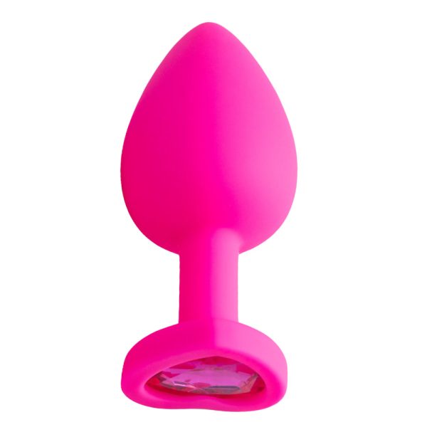 Plug Jóia em Silicone Rosa em Formato de Coração Tamanho G - Image 3